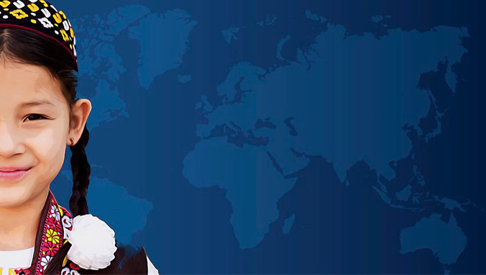 gohsr-launch-event cut image of a young child on far left with world map on blue background