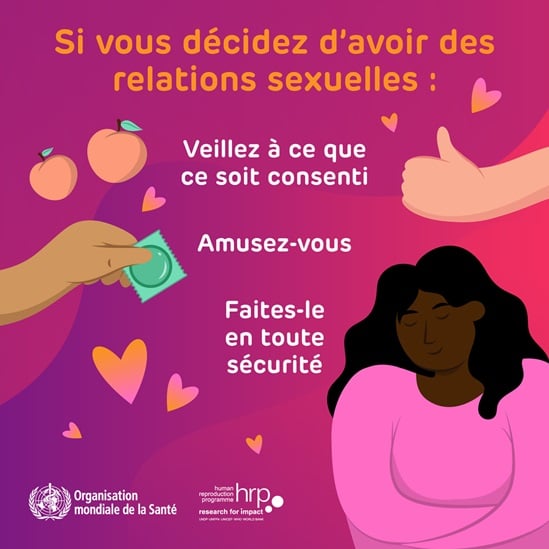 Infographie: Si vous décidez d'avoir des relations sexuelles, veuillez à ce que ce soit consenti, amusez-vous, faites-le en toute sécurité