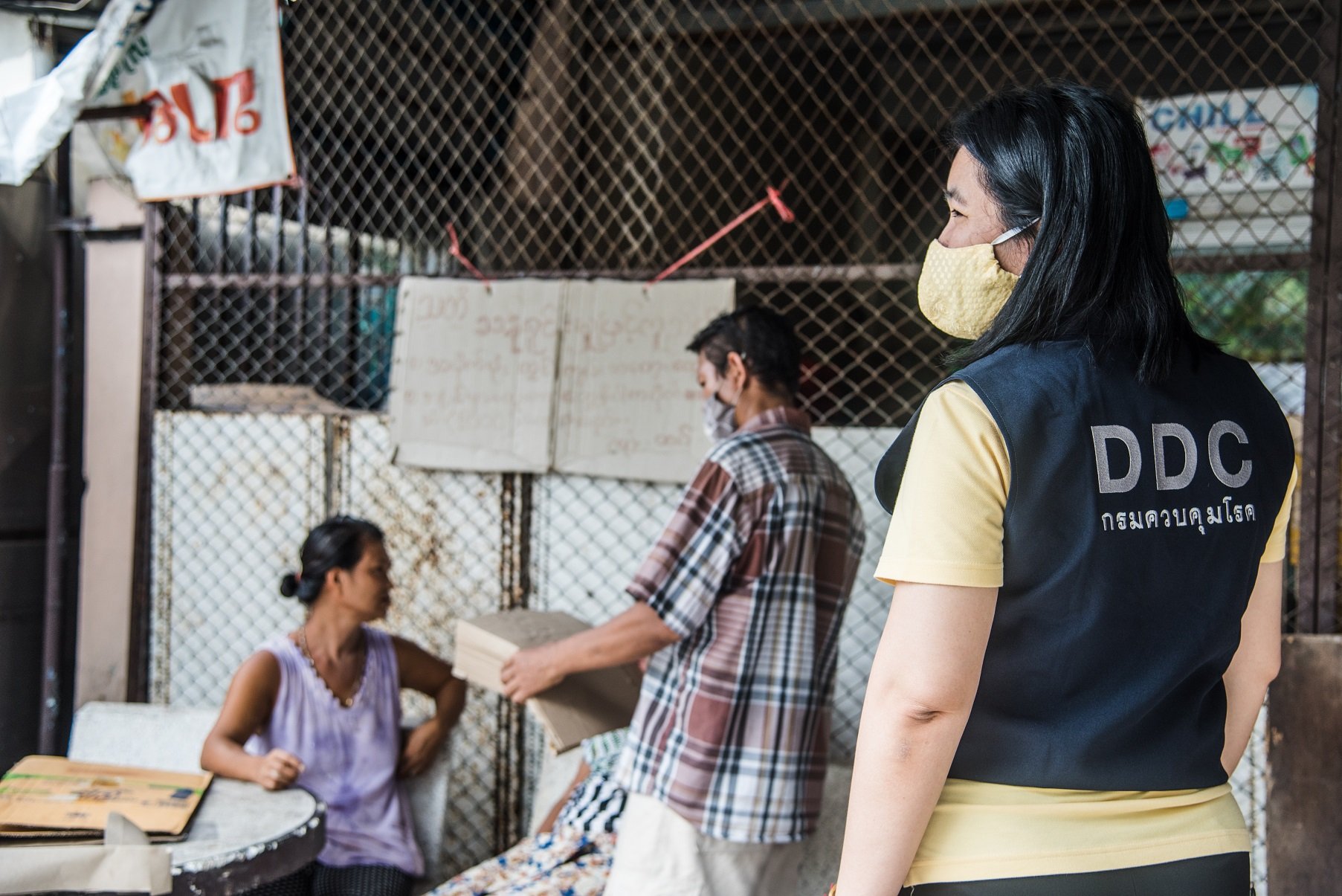 Department of Disease Control representative at Samut Sakhon migrant worker's village camp Department of Disease Control representative at Samut Sakhon migrant worker's village camp