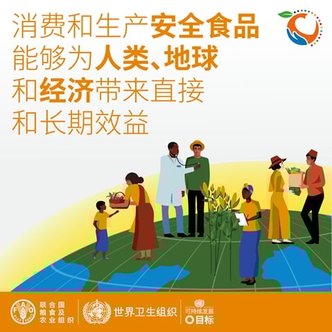 WFSD21_SocialMediaCard_01_Squared ZH 消费和生产安全食品能够为人类、地球和经济带来直接和长期效益